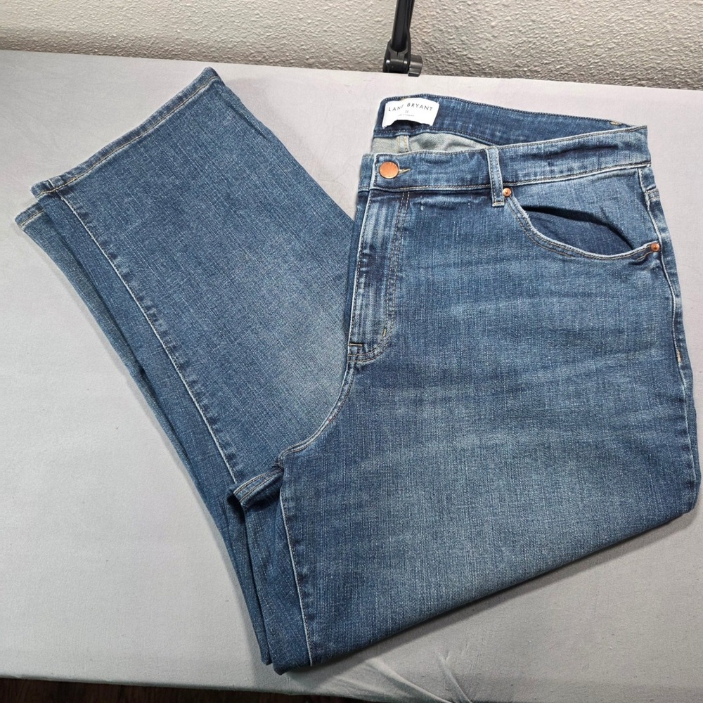 Lane Bryant Plus Size‎ 22 Blue Straight Leg Stretch Denim Jeans Medium Wash